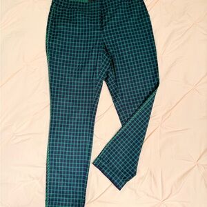 Lafayette 148 New York Green and Navy Plaid Pants